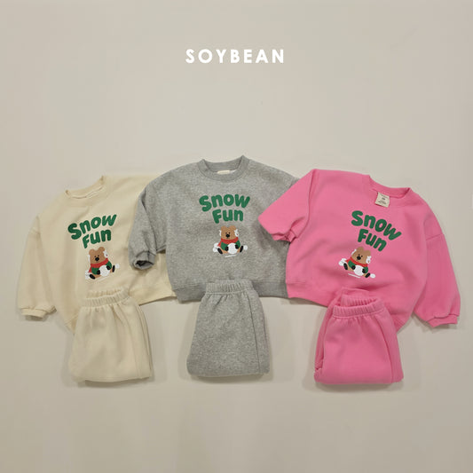 (Pre-order) Soybean Kids Winter - Snow Fun Fleece-Lined Top & Bottom Set 양기모스노우펀상하 (3 Colors)