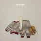 (Pre-order) Soybean Kids Winter - Color Block Stripe Fleece-Lined Top & Bottom Set 톡톡줄배색상하복 (3 Colors)