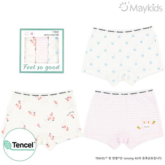 (Pre-Order) MayKids - Fresh Rabbit Tencel Modal Girls’ Boxer Briefs (3-pack)