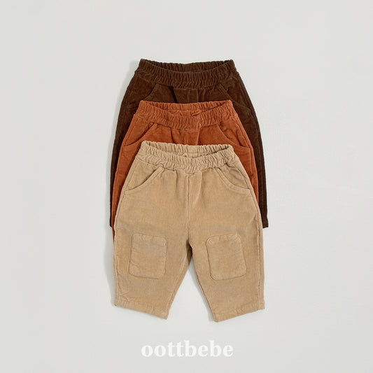 (Pre-order) OOTTBEBE Winter - Corduroy Knee-Patch Pants 코듀로이빵떡팬츠 (3 Colors)