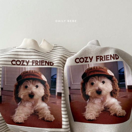 (Pre-order) Daily Bebe - Kids' Puppy Mock-Neck Sweatshirt 강아지 반목 맨투맨 (2 Colors)