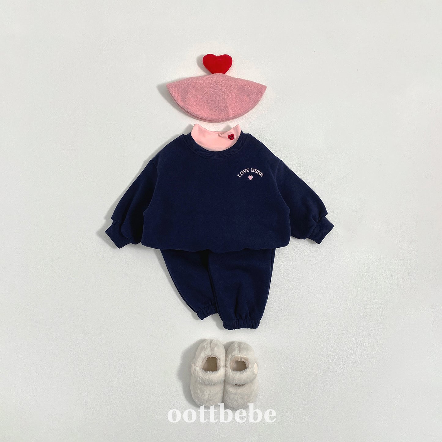 (Pre-order) OOTTBEBE Winter - Love Bebe Top & Bottom Set 러브베베상하복 (4 Colors)