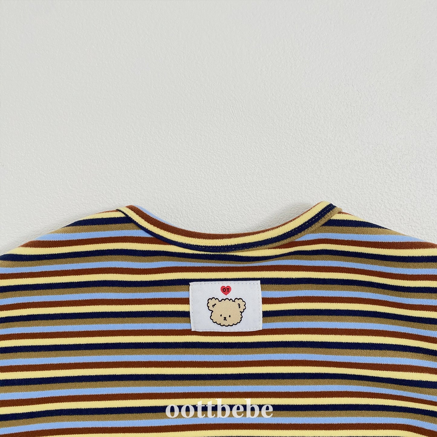 (Pre-order) OOTTBEBE Winter - Chunky Ribbed Stripe Tee 봉봉시보리티 (2 Colors)