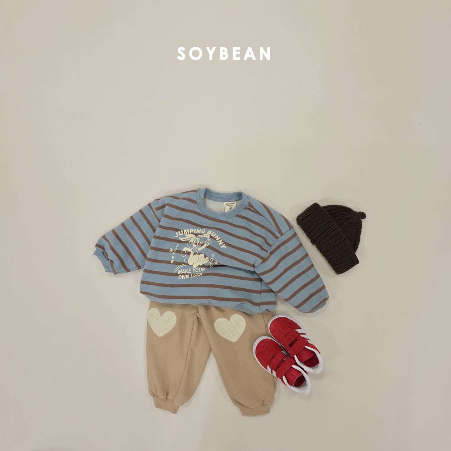 (Pre-order) Soybean Kids Winter - Heart Patch Fleece-Lined Jogger Pants 하트패치조거팬츠 (3 Colors)