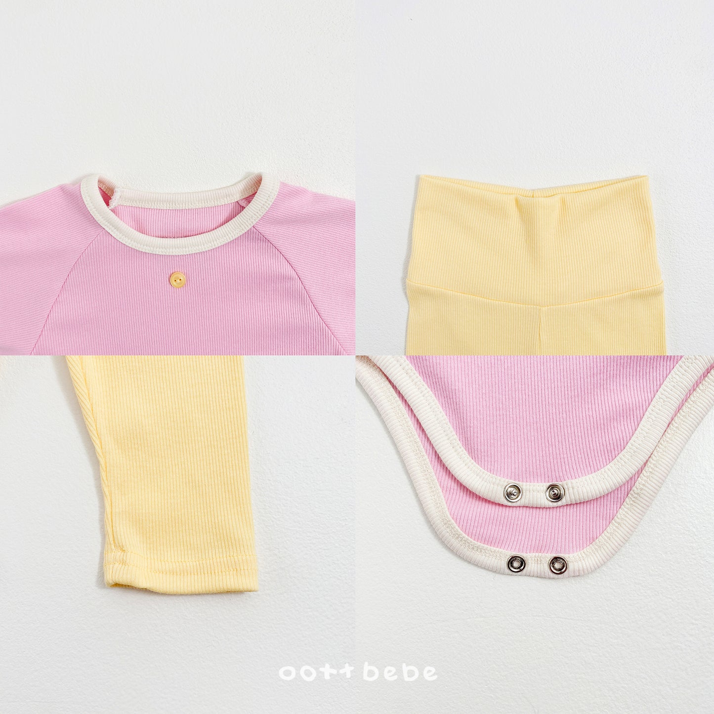 (Pre-order) OOTTBEBE Spring - Picnic Modal Ribbed Romper & Leggings Set 피크닉슈트세트 (3 Colors)