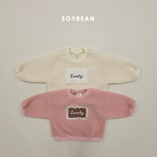 (Pre-order) Soybean Kids Winter - Lovely Bouclé Embroidered Sweatshirt 러블리뽀글맨투맨 (2 Colors)