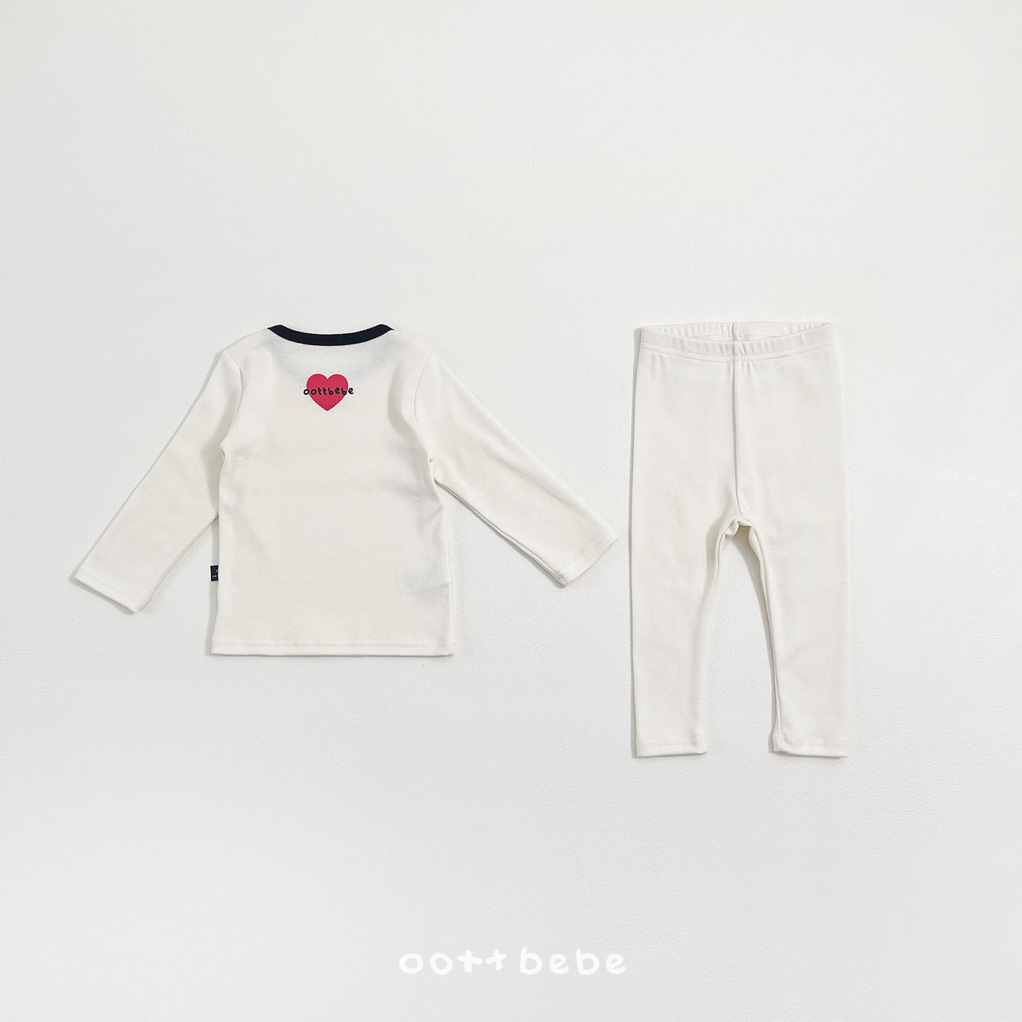 (Pre-order) OOTTBEBE Spring - Modal Heart Pajama Set 모달하트실내복 (4 Colors)
