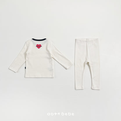 (Pre-order) OOTTBEBE Spring - Modal Heart Pajama Set 모달하트실내복 (4 Colors)