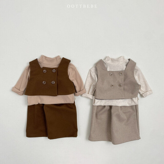 (Pre-order) OOTTBEBE - Chocolate Double-Breasted Vest 초코더블뷔스티에 (2 Colors)