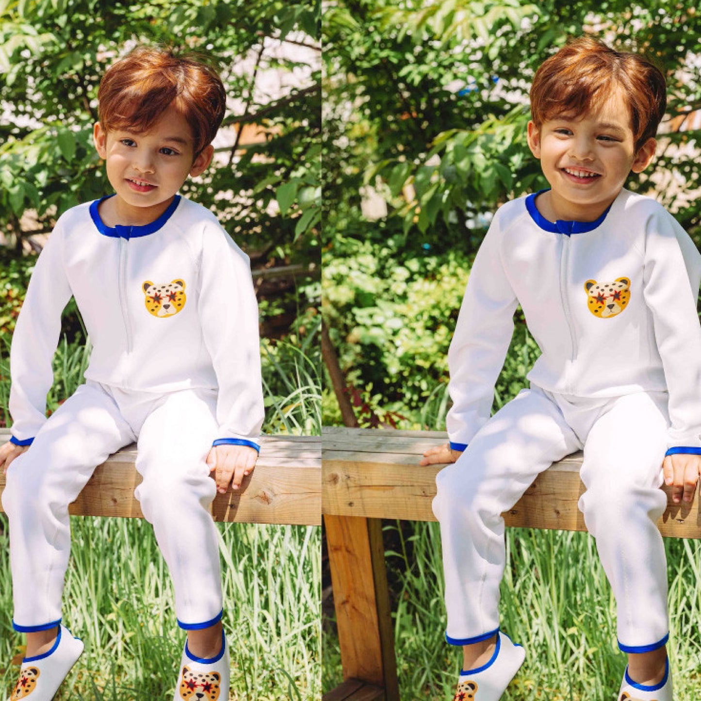 (Pre-order) KoongsKoongs Kids’ Premium Tok Tok Warm All-in-One Rash Guard (Cheetah)