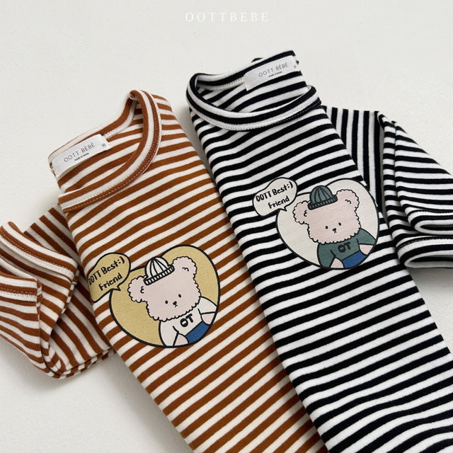 (Pre-order) OOTTBEBE - Friends Striped Play Tee 프렌즈단가라랍빠티 (2 Colors)