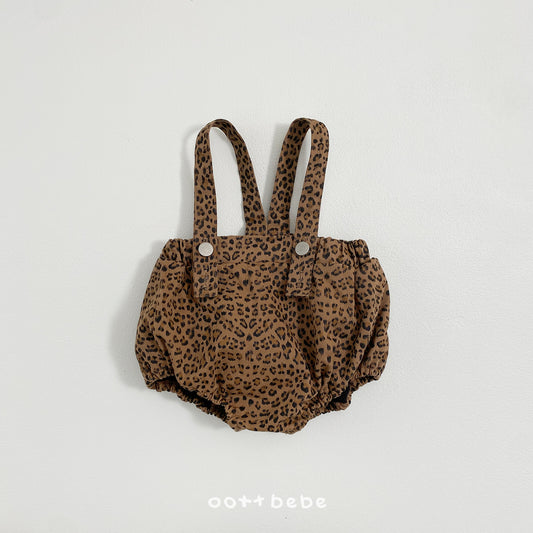 (Pre-order) OOTTBEBE Winter - Leopard Suspender Romper 호피멜빵슈트