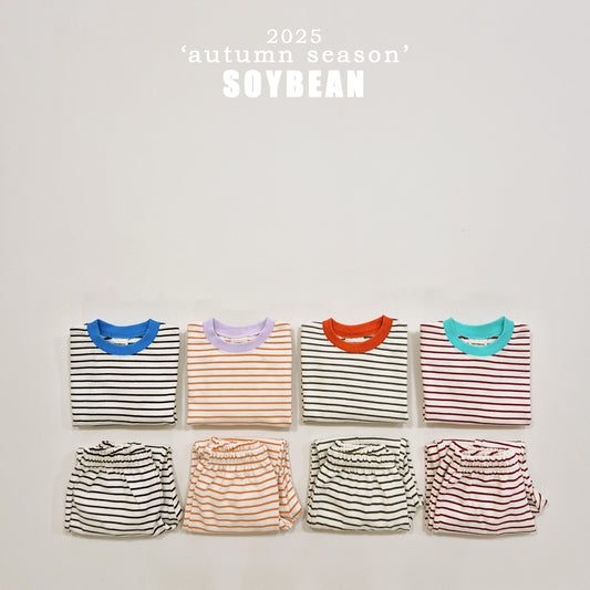 (Pre-order) Soybean Kids - Point Stripe Top & Bottom Set 포인트단가라상하복 (4 Colors)