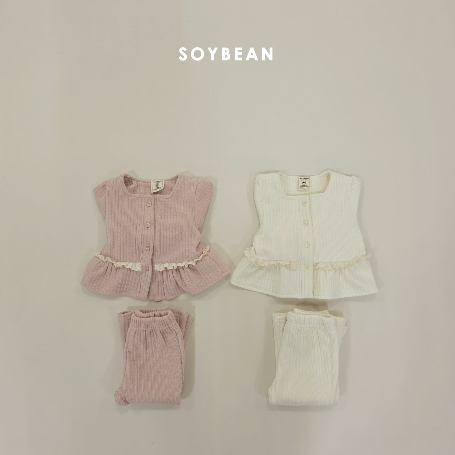 (Pre-order) Soybean Kids Winter - Mochi Square Top & Bottom Set 모찌스퀘어상하 (2 Colors)