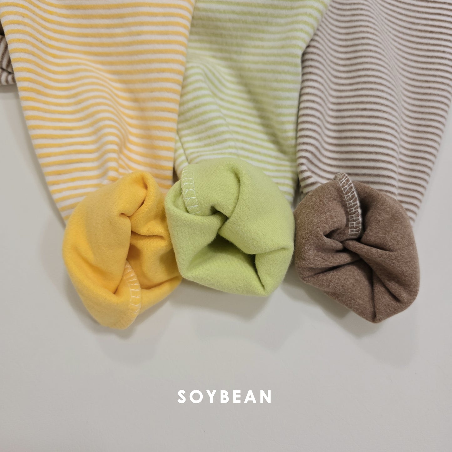 (Pre-order) Soybean Kids Winter - Bong Bong Stripe Fleece-Lined Top & Bottom Set 봉봉단가라상하 (3 Colors)