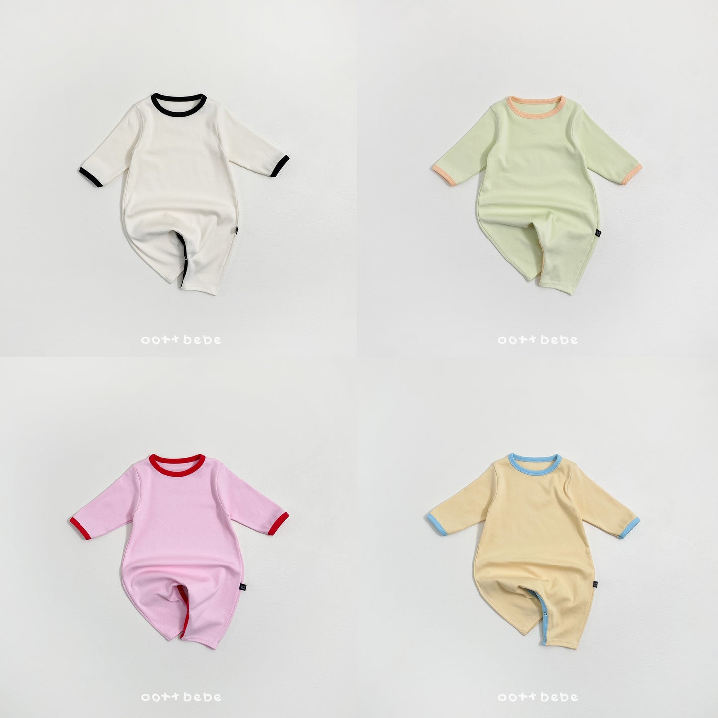 (Pre-order) OOTTBEBE Spring - Modal Heart Romper & Bunny Ear Bonnet Set 모달하트전신슈트+토끼보넷 (4 Colors)