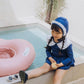 (Pre-order) KoongsKoongs Kids’ Premium Chouchou Ruffle Rash Guard Dress Set (Navy)