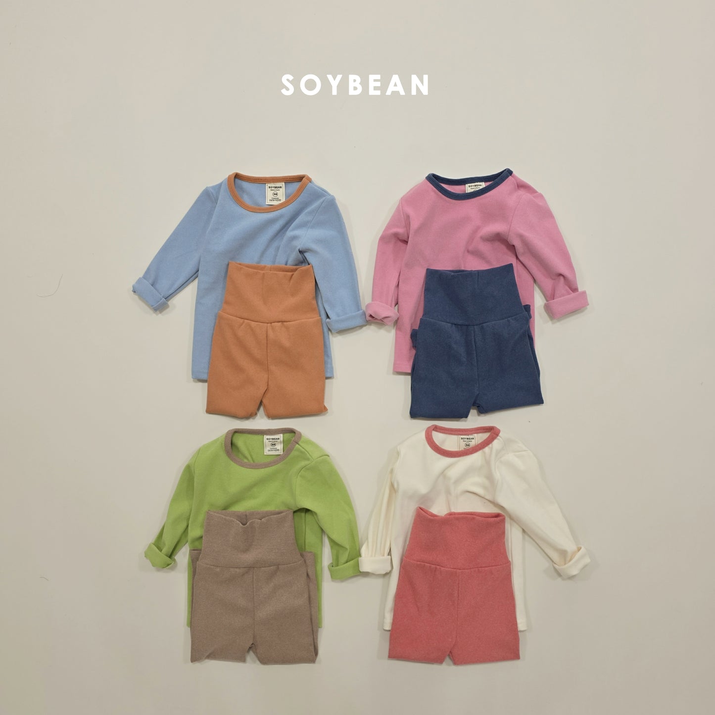 (Pre-order) Soybean Kids Winter - Warm Hug Fleece-Lined Pajama Set 따숩허그세트 (4 Colors)