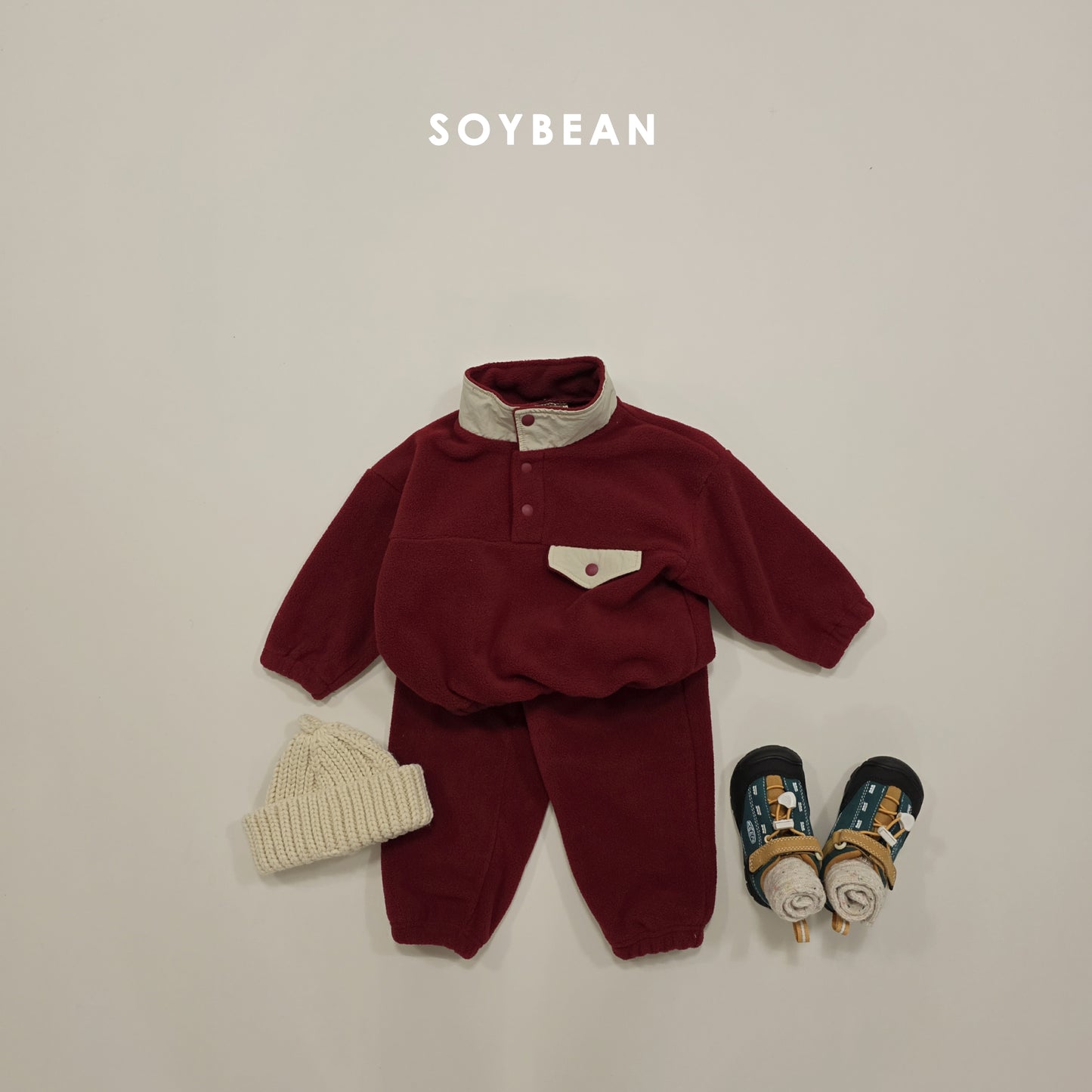 (Pre-order) Soybean Kids Winter - Mountain Neck Fleece Top & Bottom Set 마운틴넥플리스세트 (4 Colors)