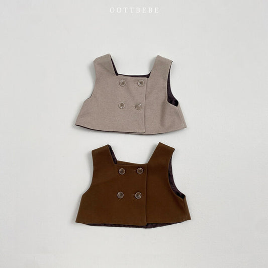 (Pre-order) OOTTBEBE - Chocolate Double-Breasted Vest 초코더블뷔스티에 (2 Colors)