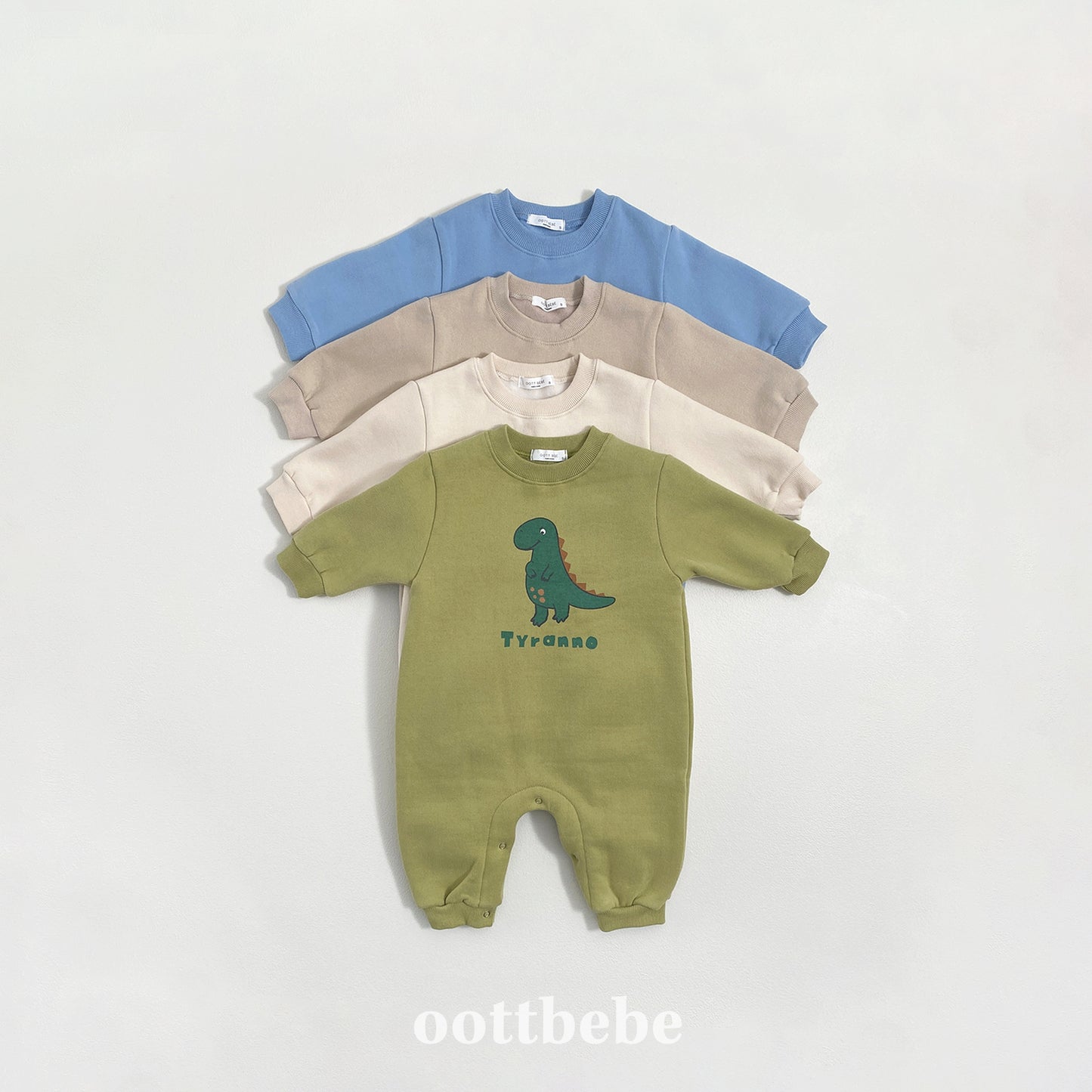(Pre-order) OOTTBEBE Winter - Dino Friends Full Bodysuit 공룡전신슈트(양기모) (4 Colors)