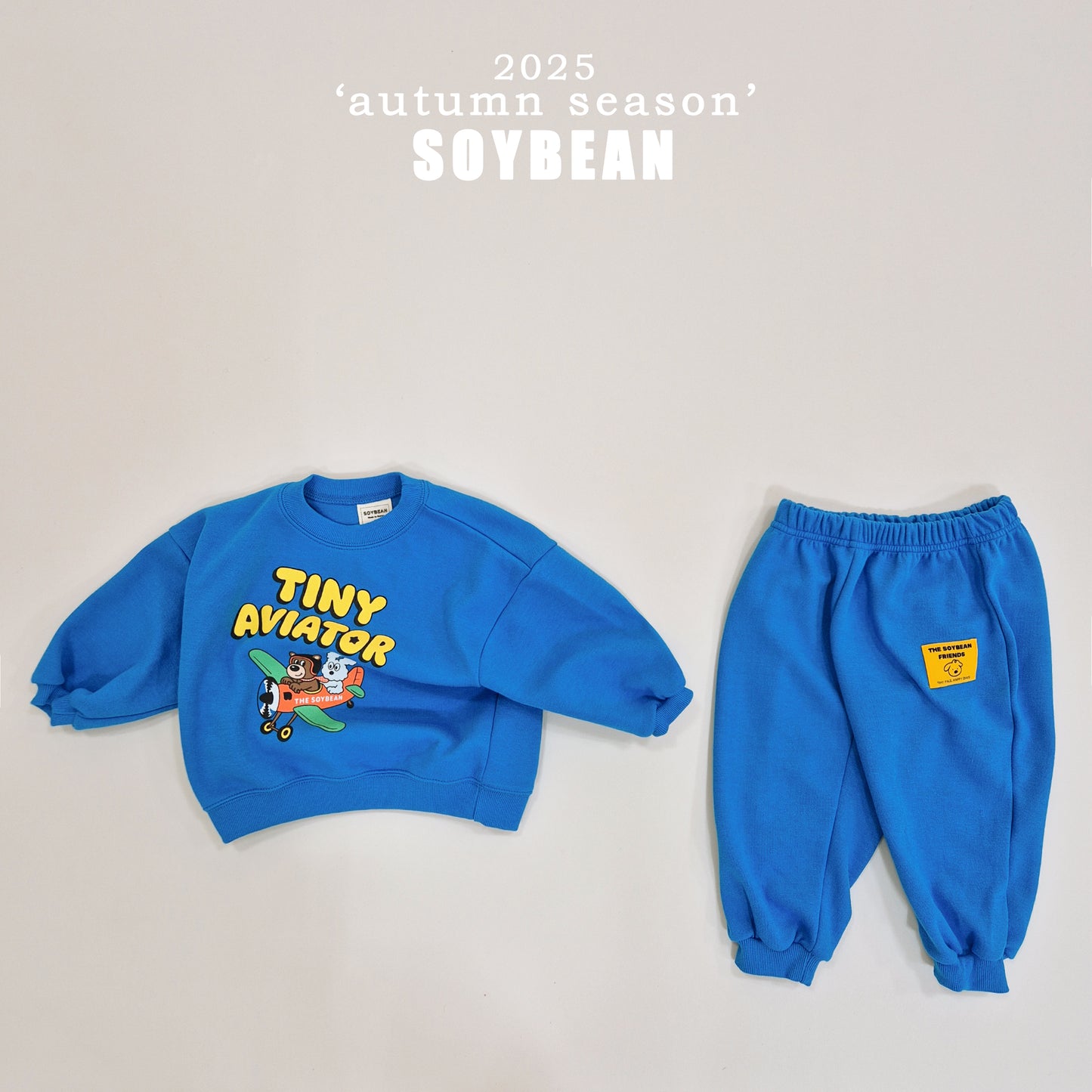 (Pre-order) Soybean Kids - Little Airplane Top & Bottom Set 꼬마비행기상하복 (3 Colors)
