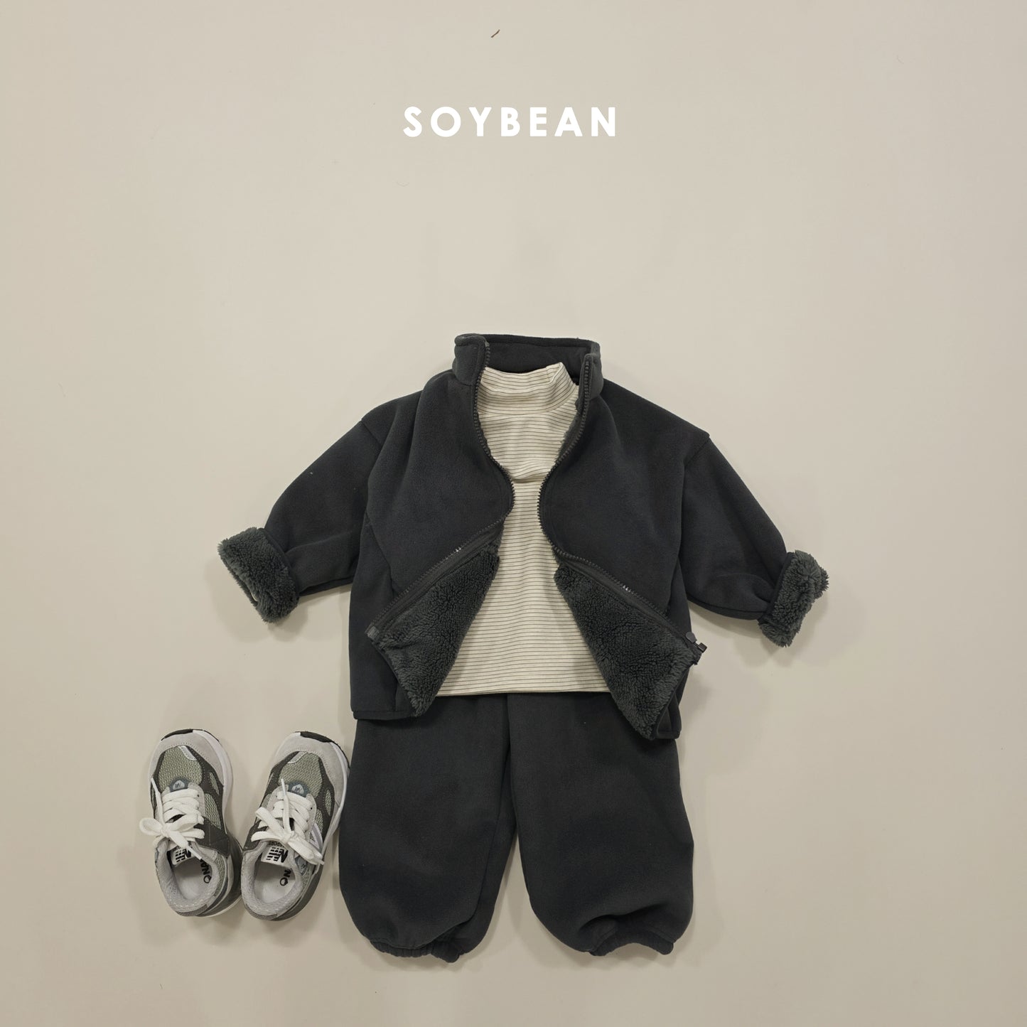 (Pre-order) Soybean Kids Winter - Super Fleece Zip-Up Top & Bottom Set 슈퍼플리스집업상하 (4 Colors)