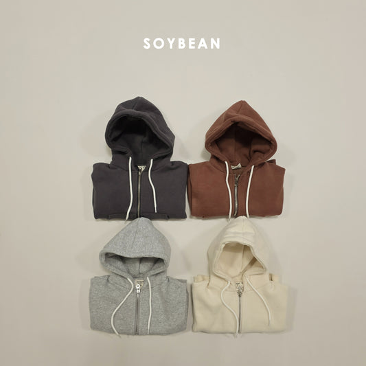 (Pre-order) Soybean Kids Winter - Fleece-Lined Basic Hood Zip-Up 양기모후드집업 (4 Colors)