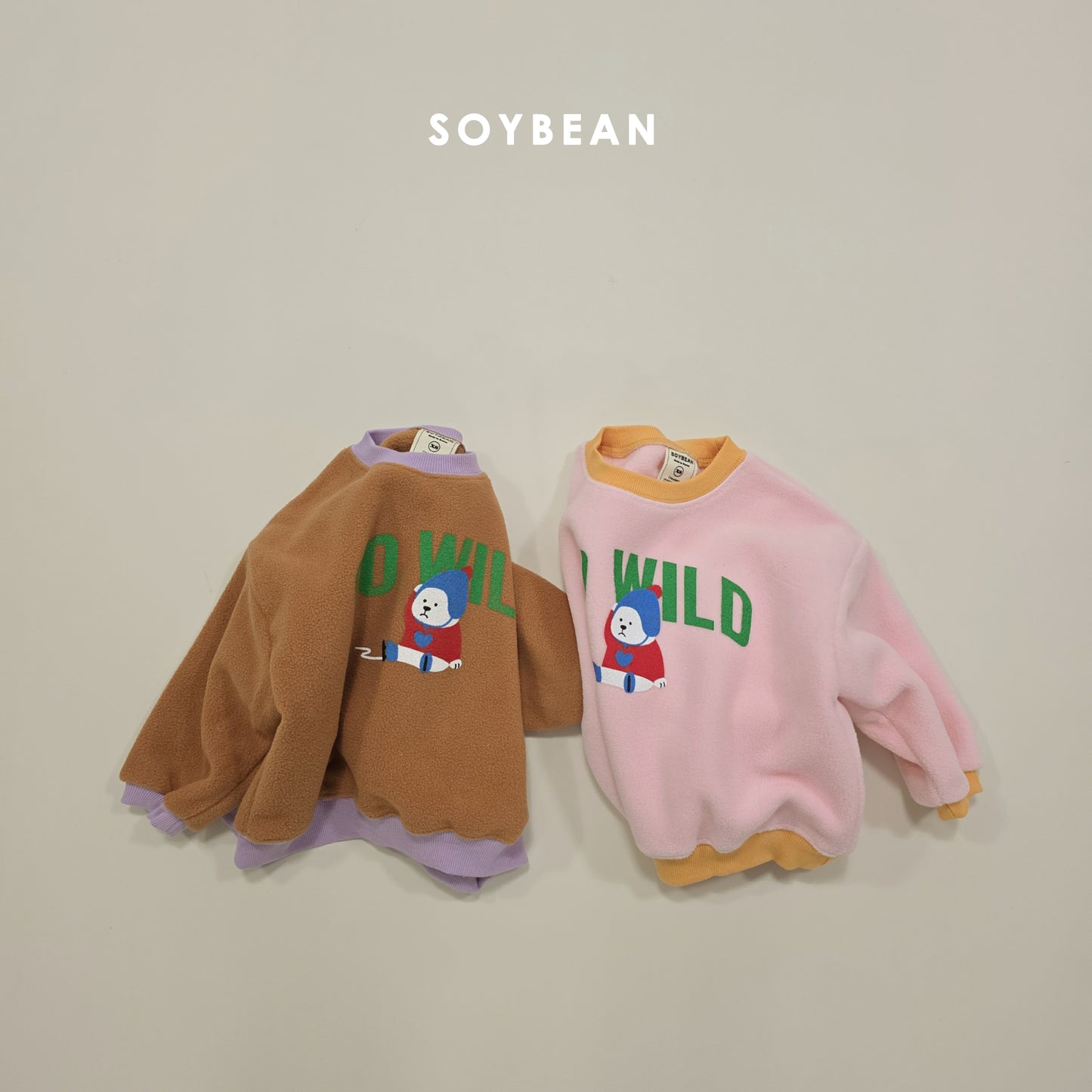 (Pre-order) Soybean Kids Winter - Baby Polar Bear Fleece Top & Bottom Set 아기백곰플리스상하복 (2 Colors)