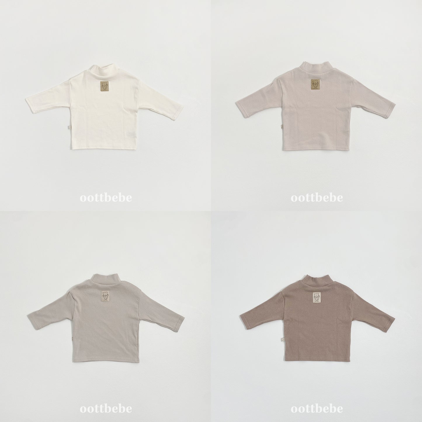 (Pre-order) OOTTBEBE Winter - Modal Ribbed Turtleneck Tee 모달골지폴라티 (4 Colors)