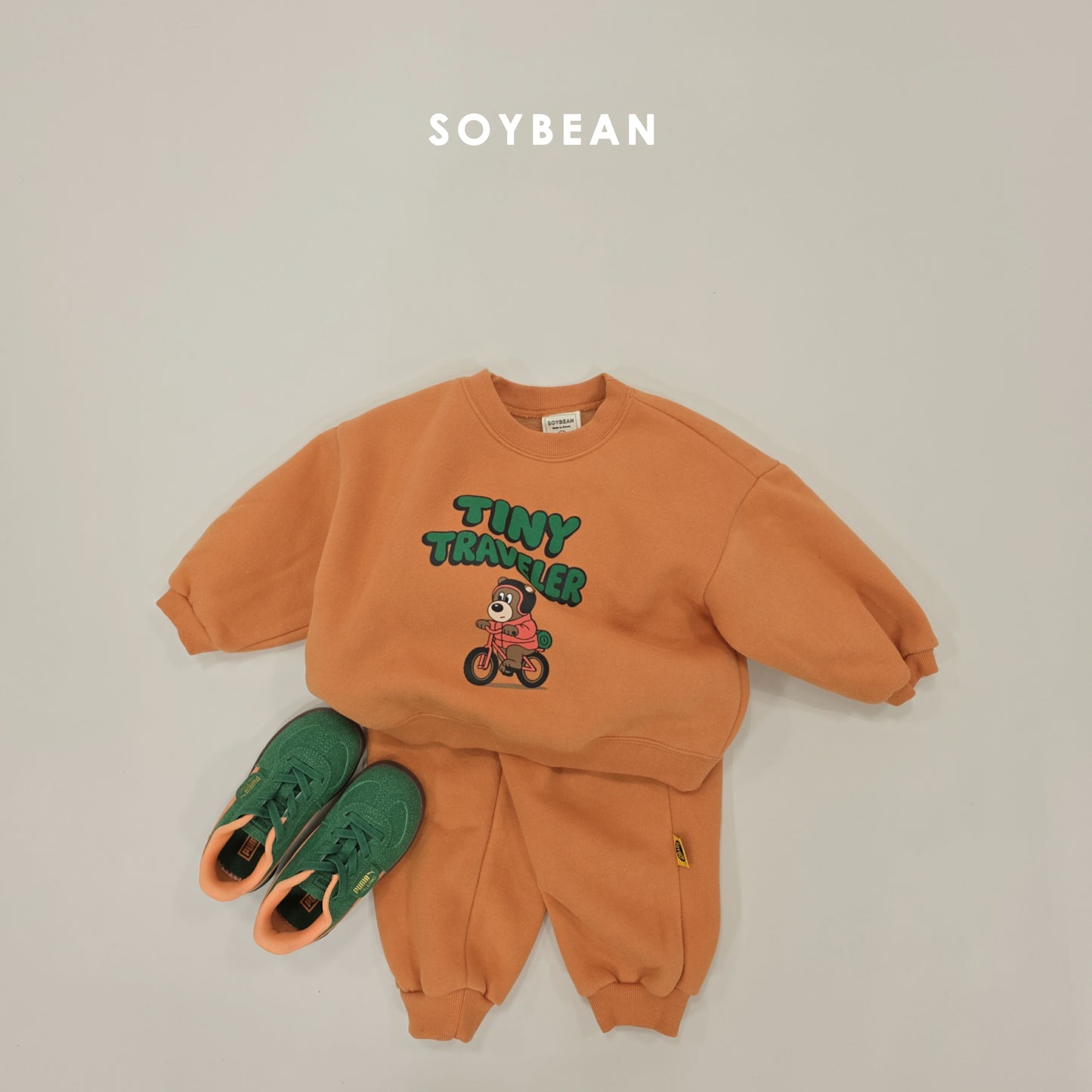 (Pre-order) Soybean Kids Winter - Little Traveler Fleece-Lined Top & Bottom Set 양기모꼬마여행자상하 (3 Colors)