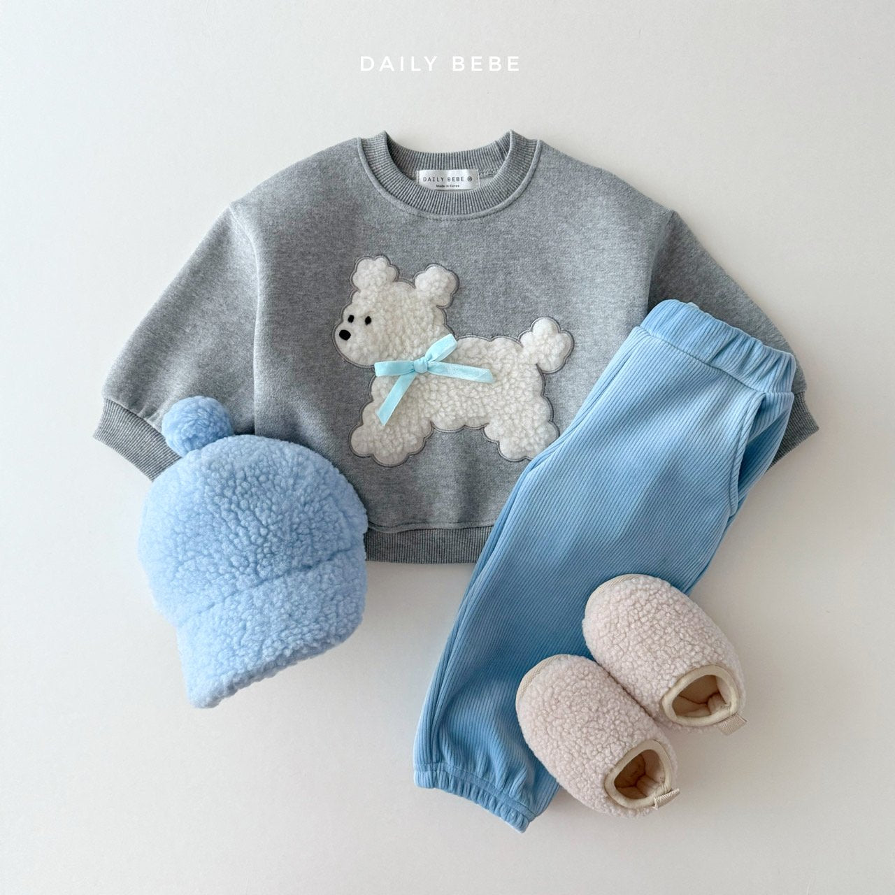 (Pre-order) Daily Bebe - Kids’ Fluffy Ribbon Sweatshirt 뽀글리본 맨투맨 (2 Colors)