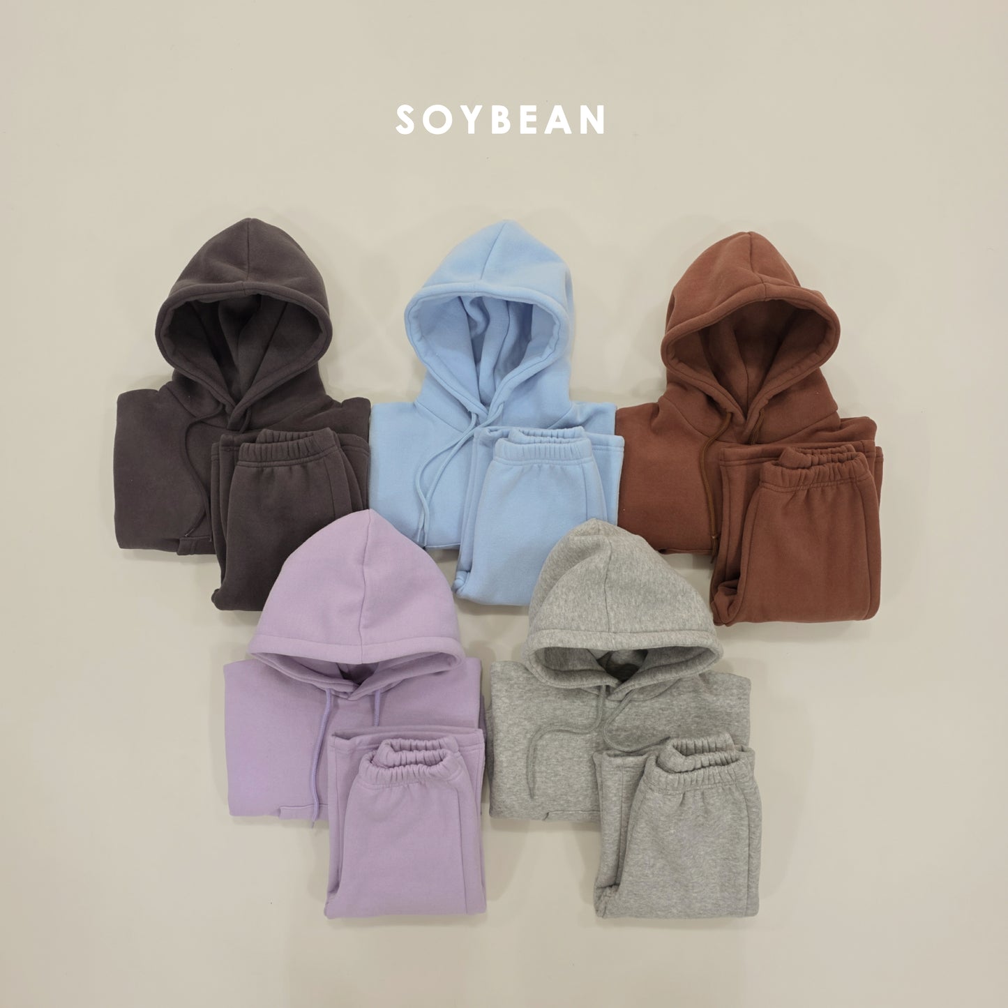 (Pre-order) Soybean Kids Winter - Hooded Fleece-Lined Wide Top & Bottom Set 후드와이드상하복 (5 Colors)