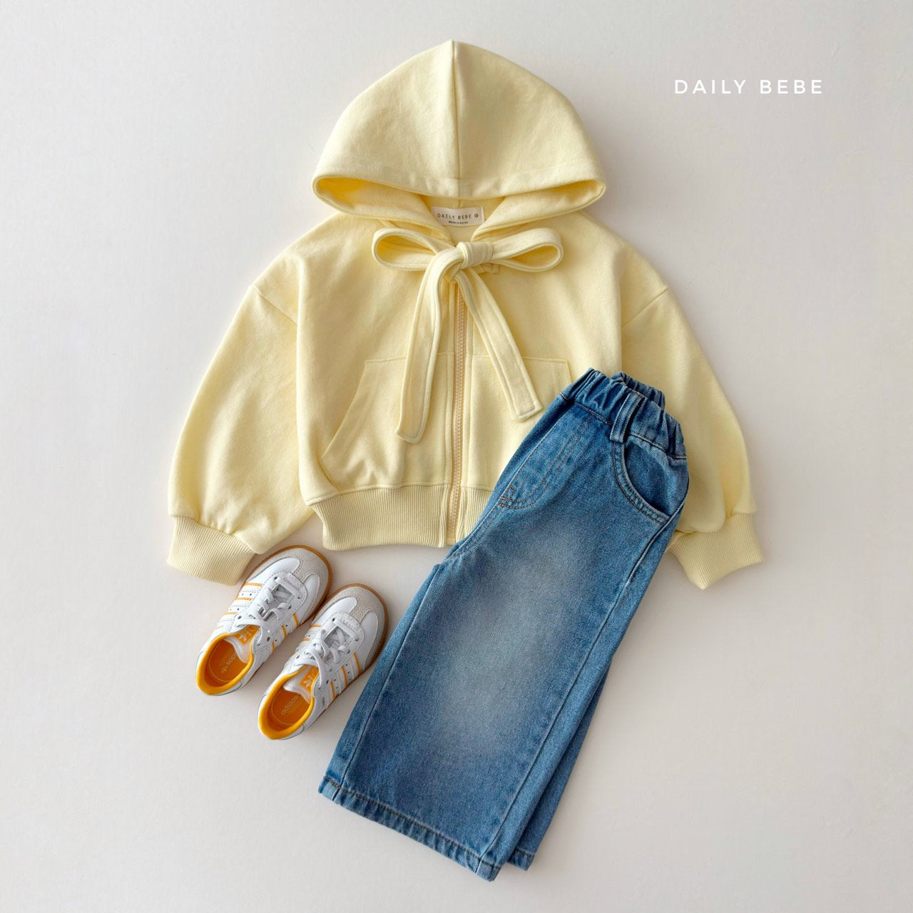 (Pre-order) Daily Bebe Summer- Kids’ Ribbon Hoodie Zip-Up 리본 후드집업 (3 Colors)