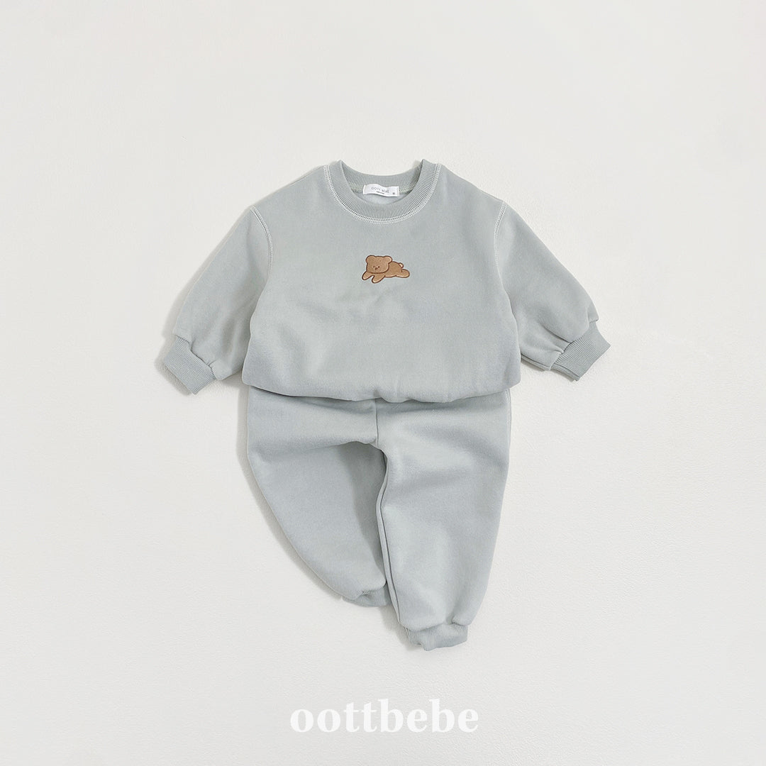 (Pre-order) OOTTBEBE Winter - Cozy Bear Top & Bottom Set 쿨쿨베어상하복 (2 Colors)