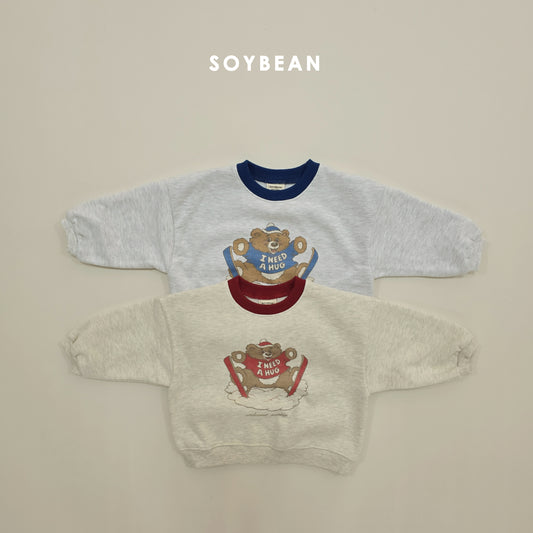 (Pre-order) Soybean Kids Winter - Ski Bear Fleece-Lined Sweatshirt 스키곰양기모맨투맨 (2 Colors)