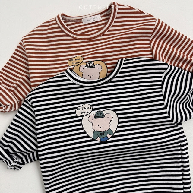 (Pre-order) OOTTBEBE - Friends Striped Play Tee 프렌즈단가라랍빠티 (2 Colors)