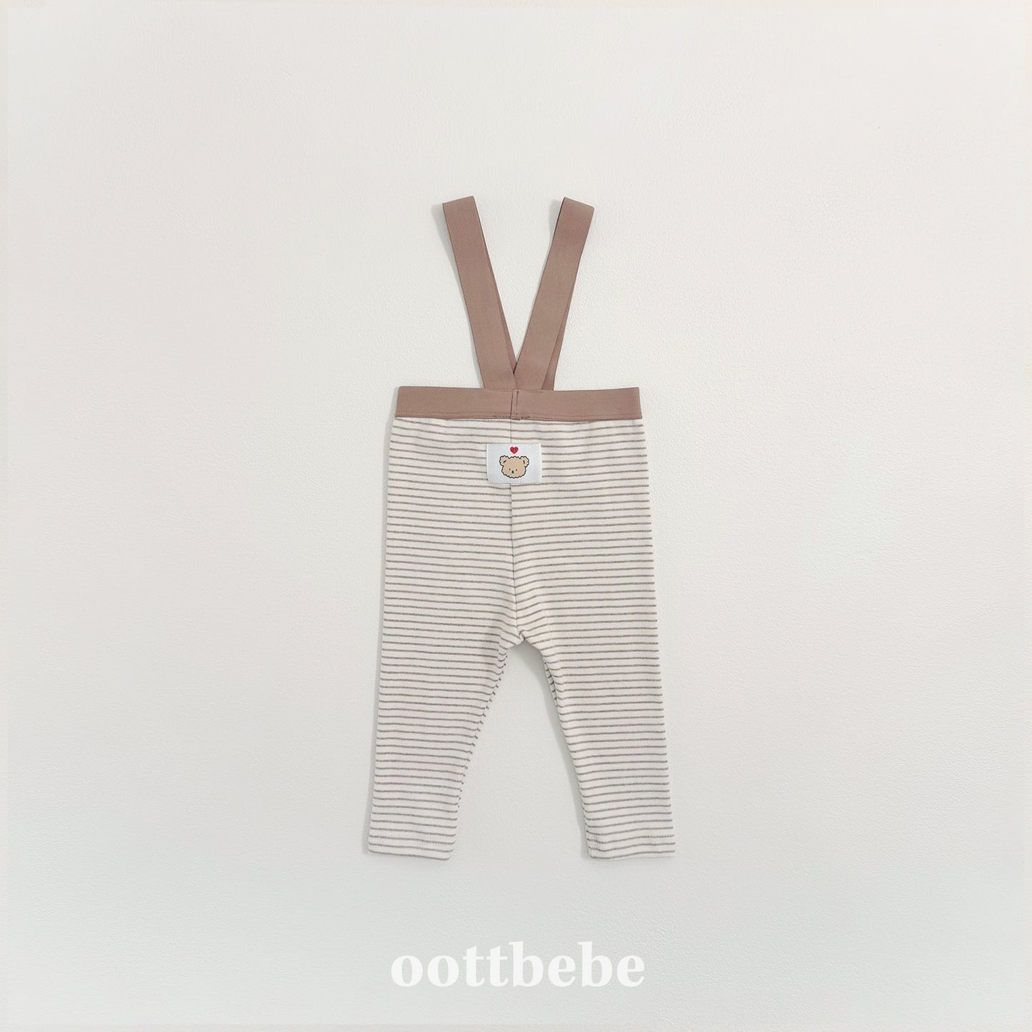 (Pre-order) OOTTBEBE Winter - (Bebe) Suspender Stripe Leggings 윈터멜빵레깅스 (3 Colors)