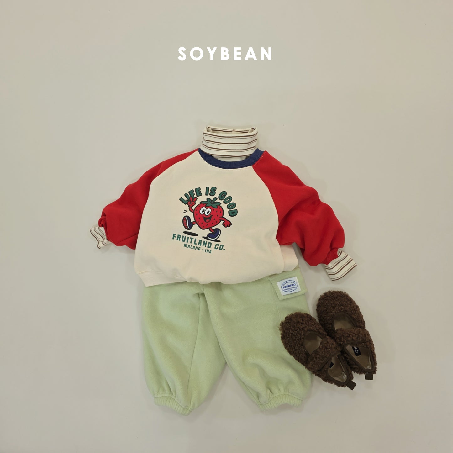 (Pre-order) Soybean Kids Winter - Fruit Raglan Fleece-Lined Sweatshirt 과일양기모맨투맨 (2 Colors)