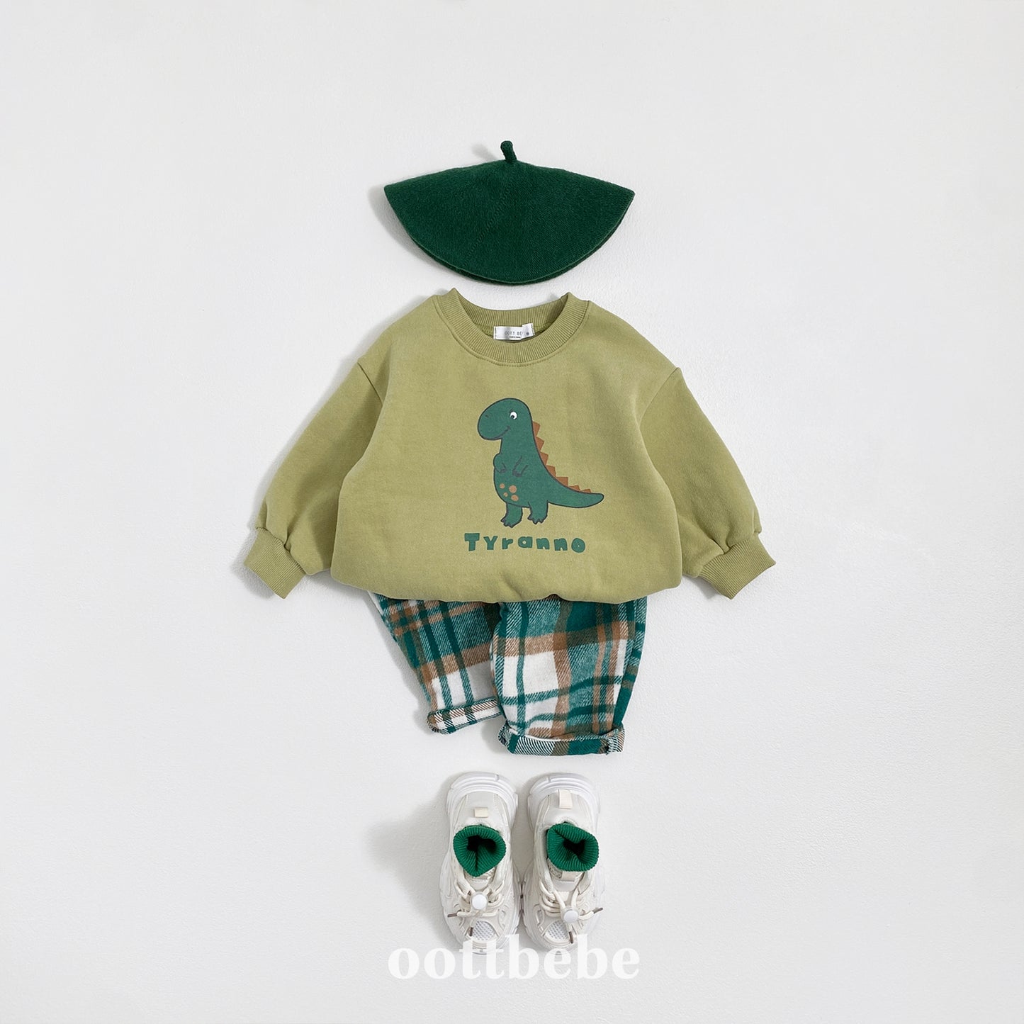 (Pre-order) OOTTBEBE Winter - Dino Friends Fleece Sweatshirt 공룡맨투맨(양기모) 4 Colors)