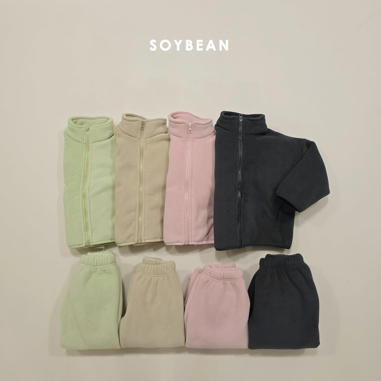 (Pre-order) Soybean Kids Winter - Super Fleece Zip-Up Top & Bottom Set 슈퍼플리스집업상하 (4 Colors)