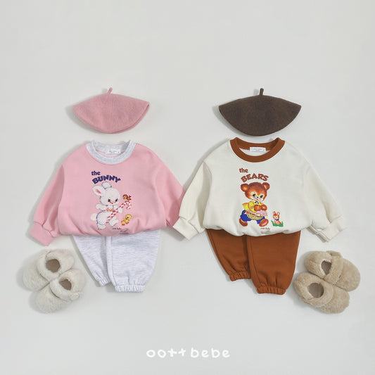 (Pre-order) OOTTBEBE Winter - Bear & Bunny Top & Bottom Set 베어바니상하복 (2 Colors)