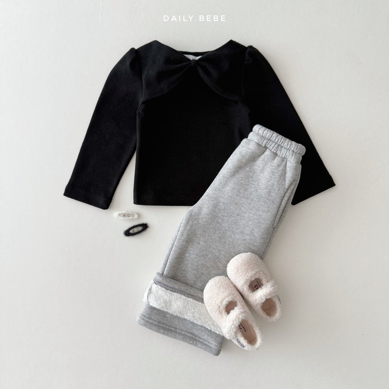 (Pre-order) Daily Bebe Winter - Kids' Ribbon Shoulder Top 리본 숄더티 (3 Colors)