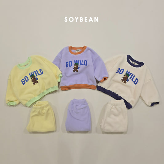 (Pre-order) Soybean Kids Winter - Camping Bear Fleece Top & Bottom Set 캠핑베어플리스상하 (3 Colors)