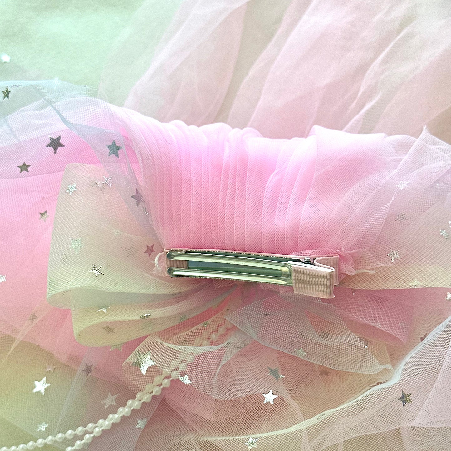 (Chenny Bong Bong) Kids’ Pink Twinkle Princess Hair Clip with Veil