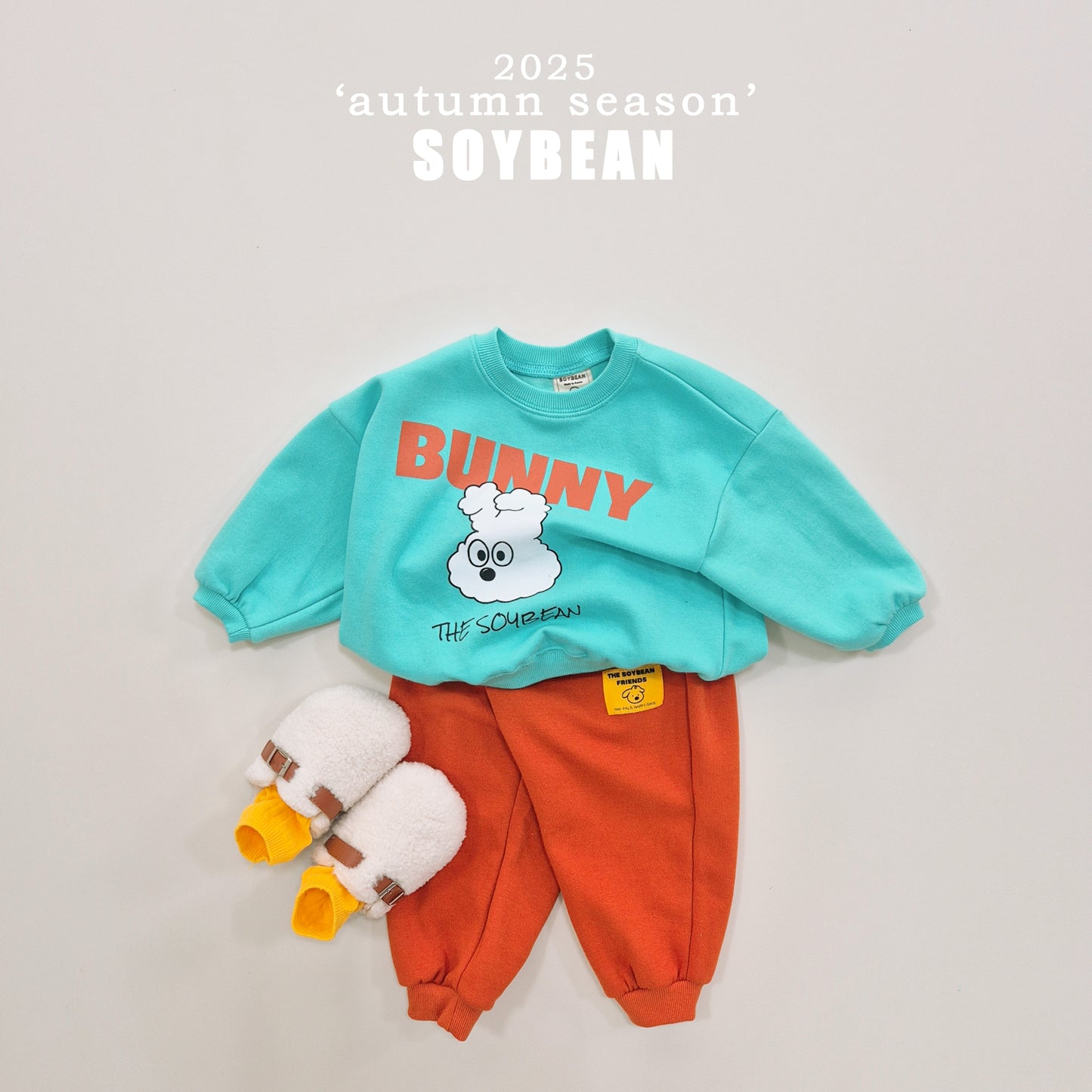 (Pre-order) Soybean Kids - Cloud Bunny Color Block Top & Bottom Set 구름토끼배색상하복 (2 Colors)