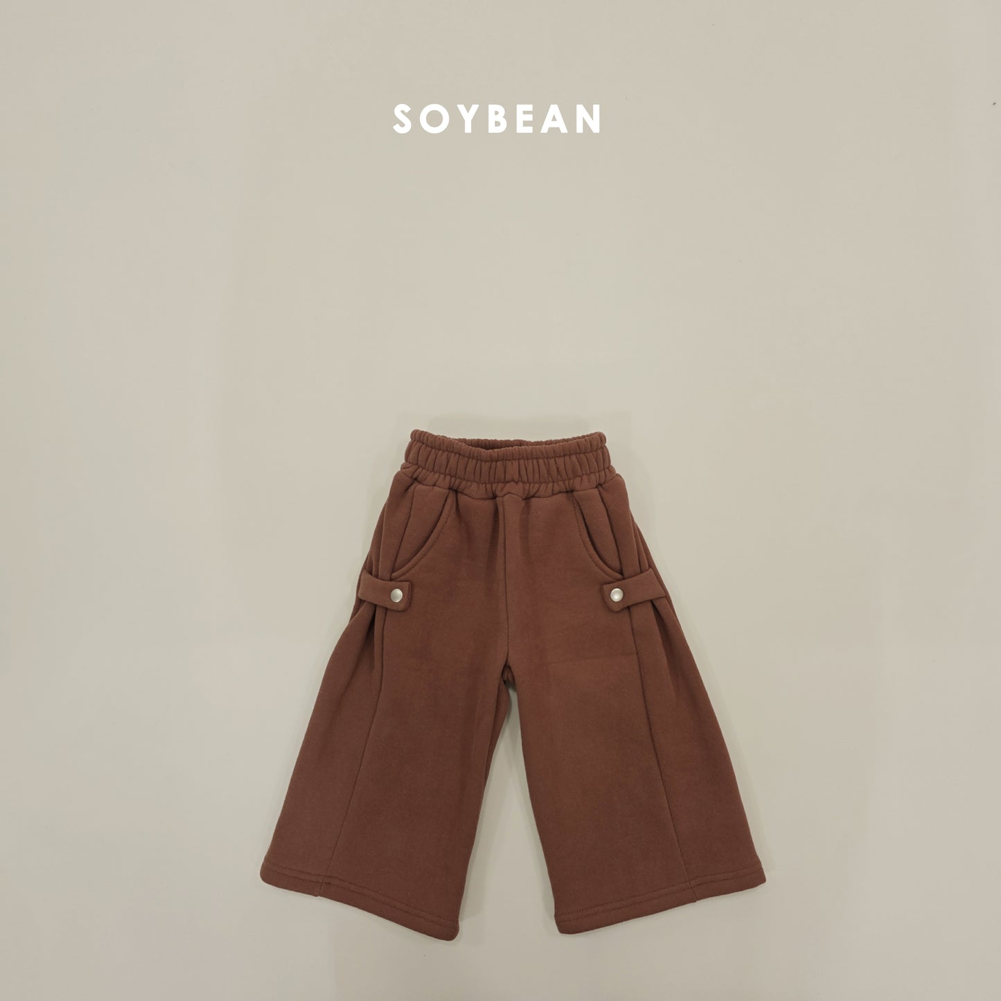 (Pre-order) Soybean Kids Winter - Fleece-Lined Side Snap Wide Pants 양기모사이드스냅팬츠 (4 Colors)
