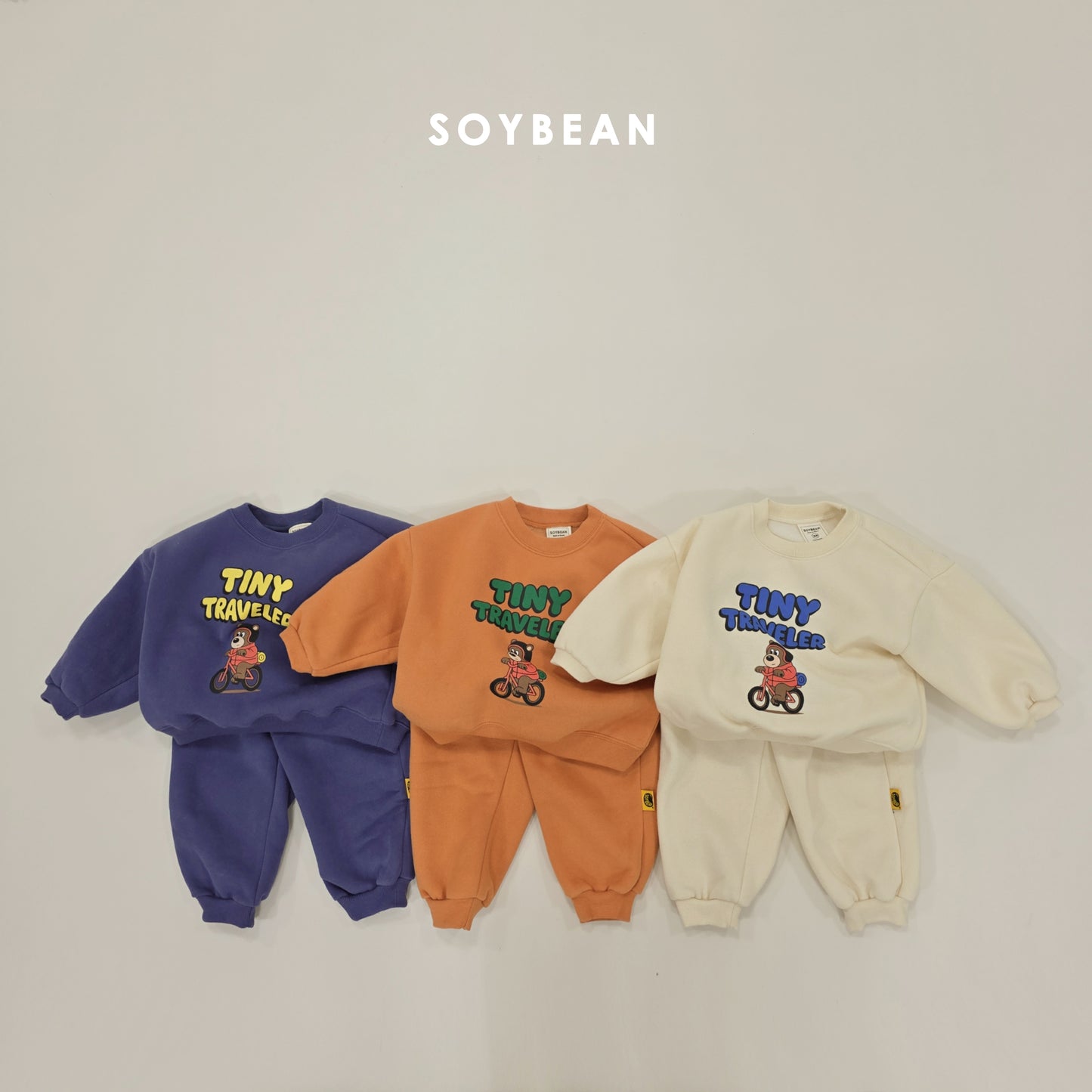 (Pre-order) Soybean Kids Winter - Little Traveler Fleece-Lined Top & Bottom Set 양기모꼬마여행자상하 (3 Colors)