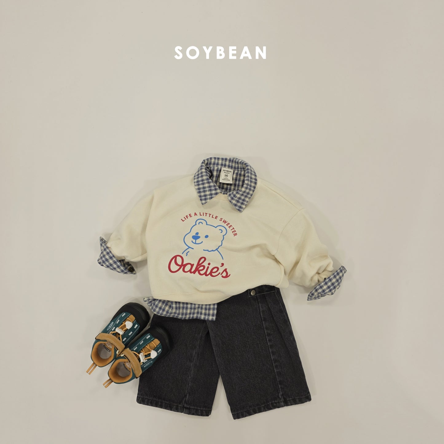 (Pre-order) Soybean Kids Winter - Snap Cut Fleece-Lined Denim Pants 스냅컷기모데님 (2 Colors)