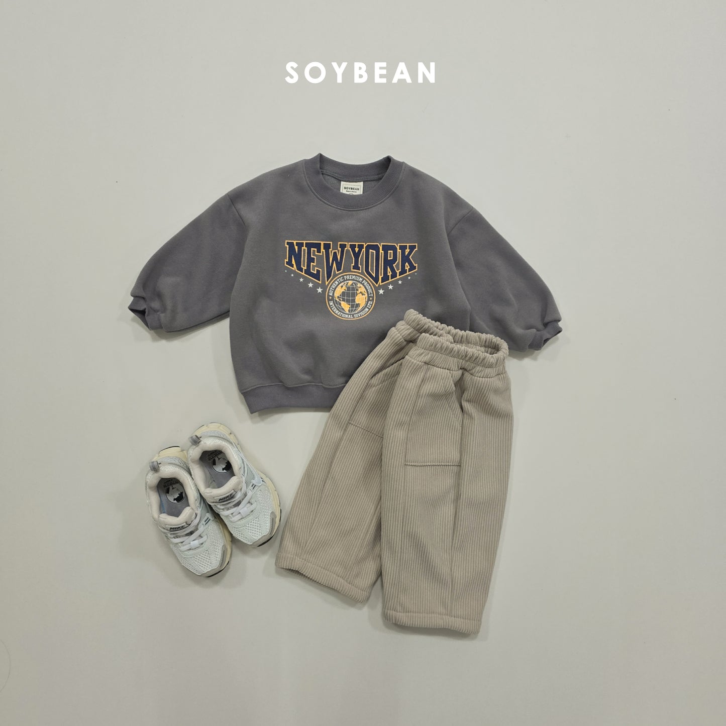(Pre-order) Soybean Kids Winter - New York Brushed Fleece Sweatshirt 뉴욕기모맨투맨 (2 Colors)